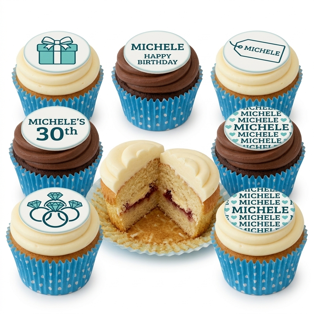 Elegant Personalised Birthday Cupcakes for Her