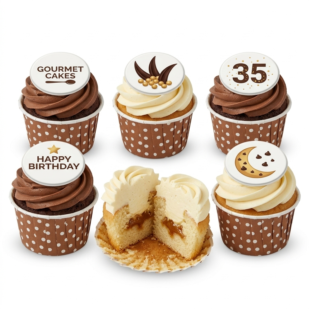 Custom Age Birthday Cupcakes with Personalised Toppers