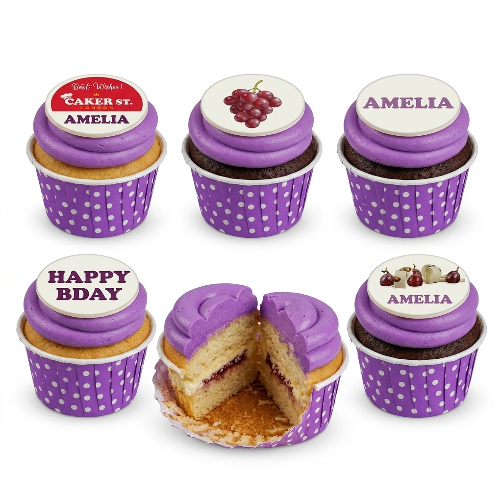 Personalised Purple Birthday Cupcakes