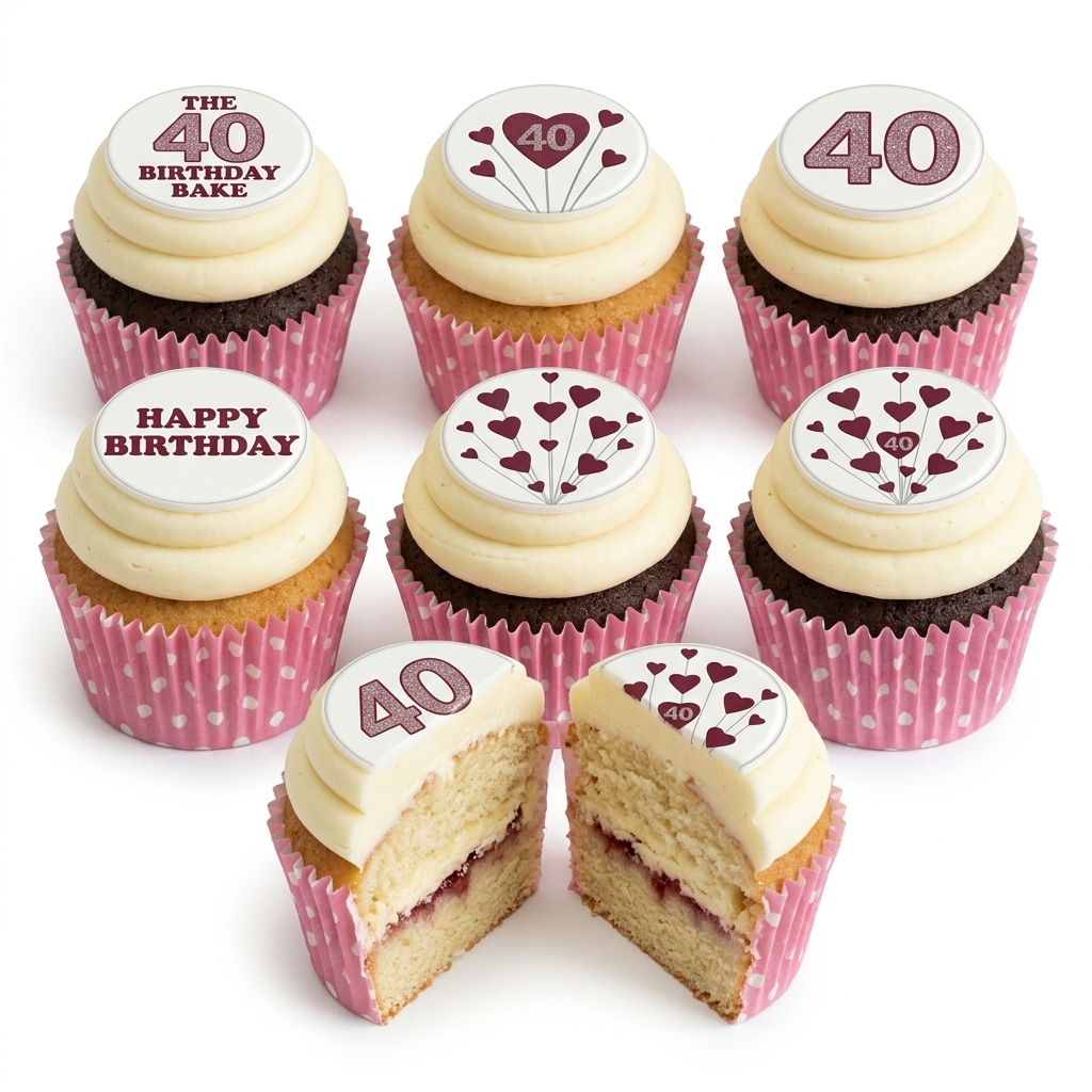 Heart Themed Birthday Cupcakes with Custom Age