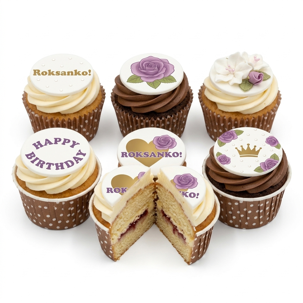Floral Birthday Cupcakes for Her with Crown & Rose Toppers