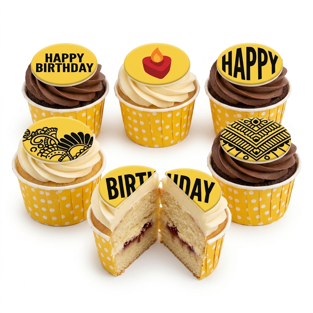 Elegant Henna Birthday Cupcakes