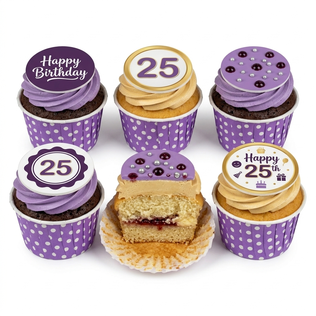 Purple & Gold Custom Age Birthday Cupcakes