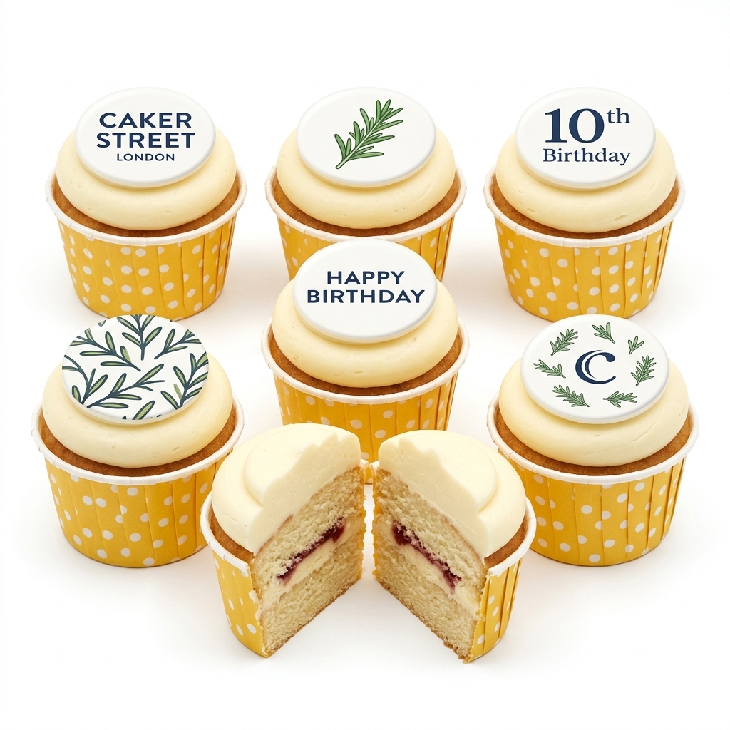 Floral Birthday Cupcakes with Custom Toppers
