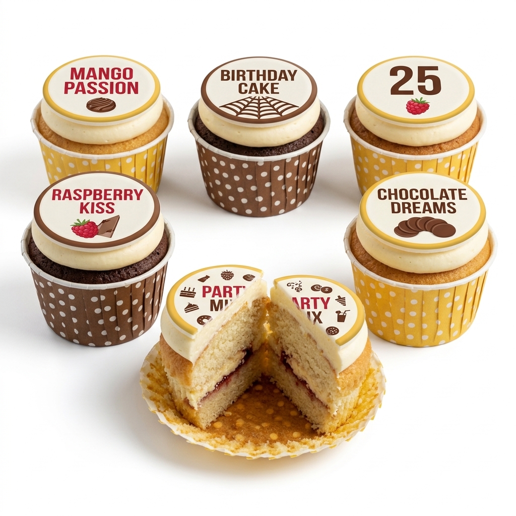 Assorted Birthday Cupcakes with Custom Age Topper