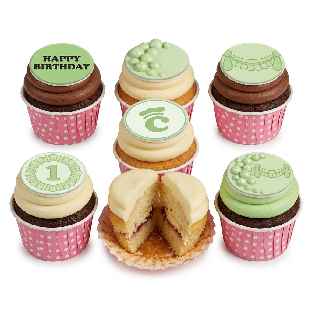 Elegant Ladies Birthday Cupcakes with Custom Age Topper