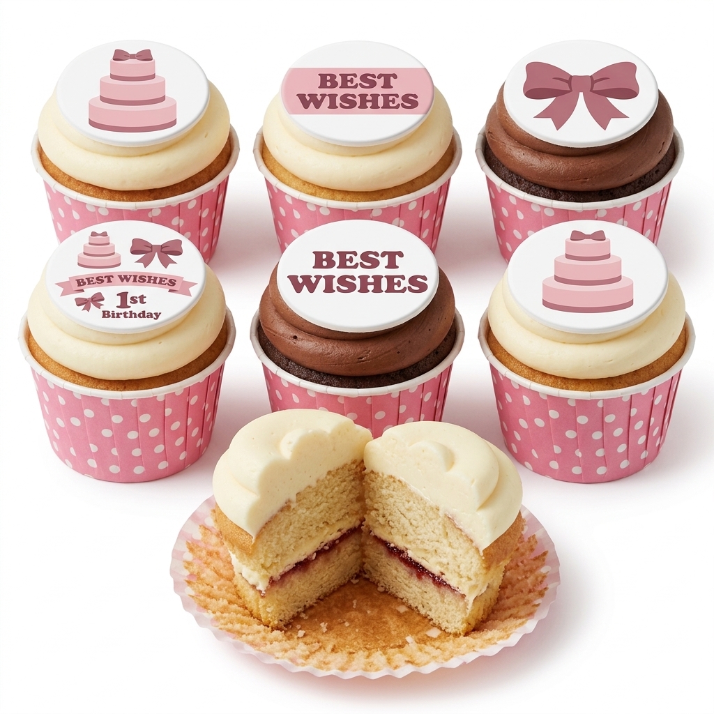 Girls Birthday Cupcakes with Custom Age Toppers
