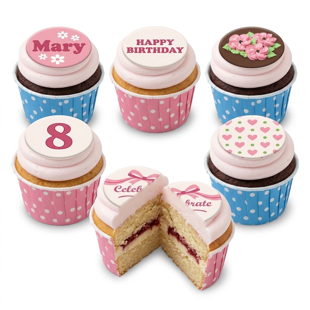 Personalised Birthday Cupcakes with Custom Toppers