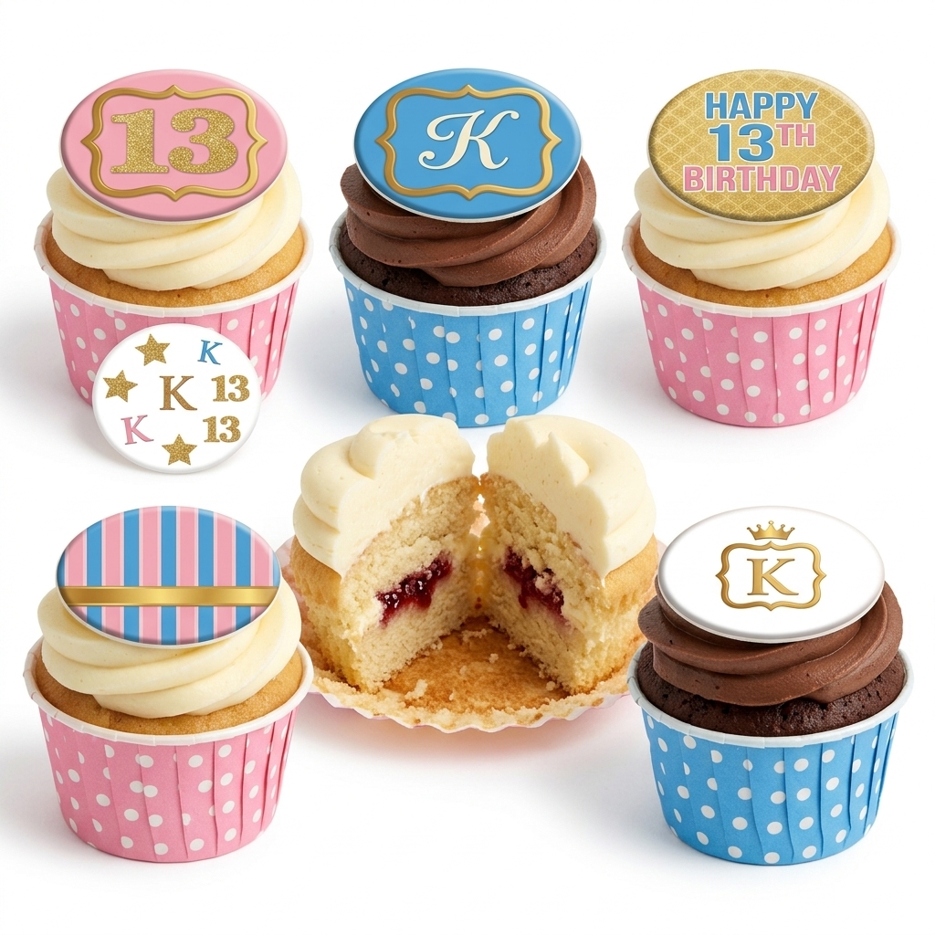 Personalised Birthday Cupcakes with Custom Age & Initial