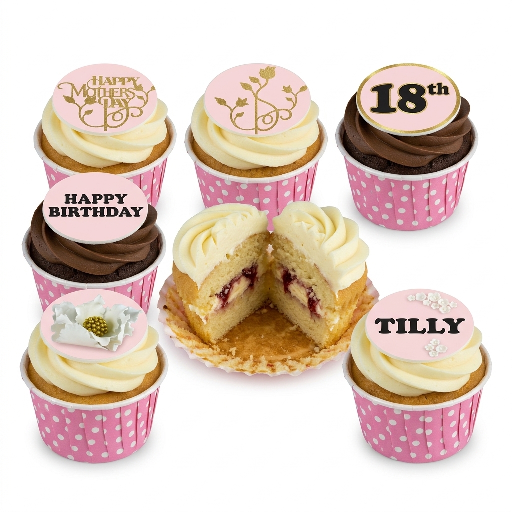 Pink Floral Birthday Cupcakes