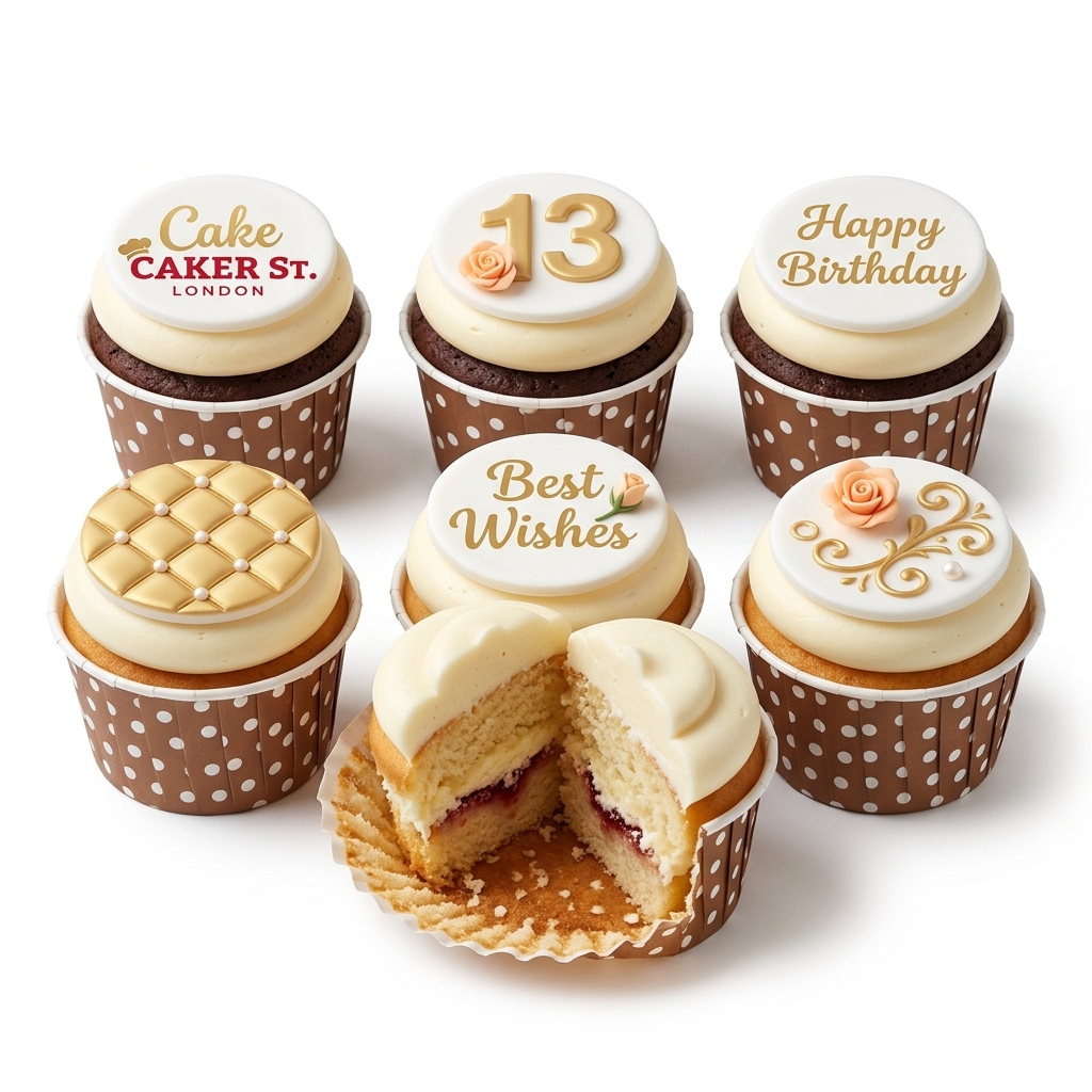 Elegant Gold & Floral Birthday Cupcakes