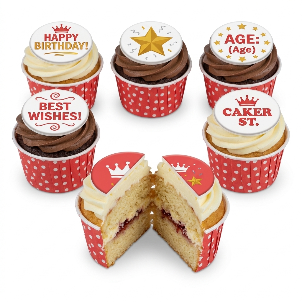 Celebration Birthday Cupcakes with Custom Age Toppers