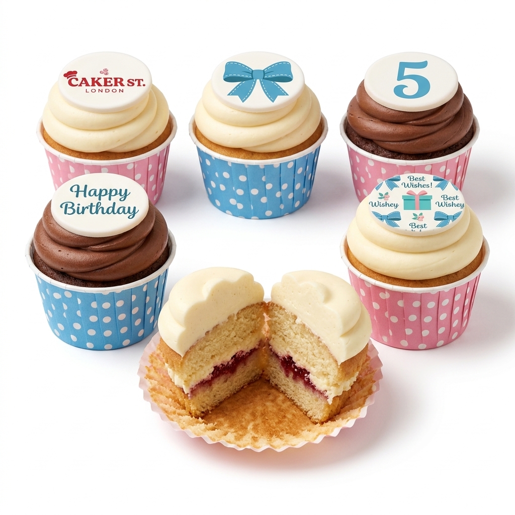 Kids Birthday Cupcakes with Custom Age Topper