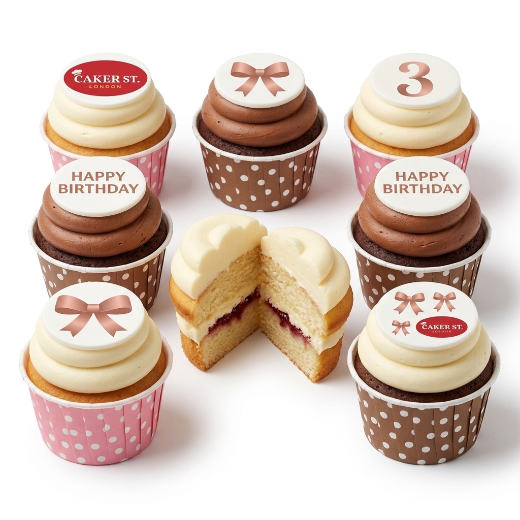 Personalised Birthday Cupcakes with Elegant Bows