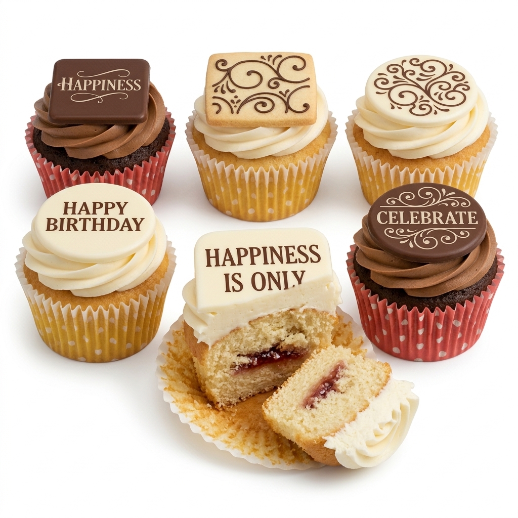 Elegant Message Birthday Cupcakes