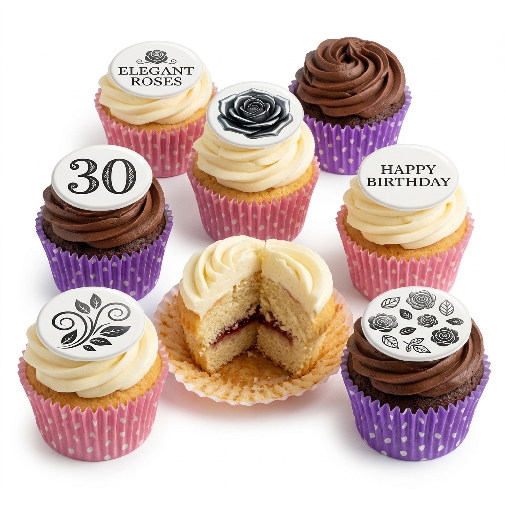 Elegant Rose Birthday Cupcakes for Her with Custom Age