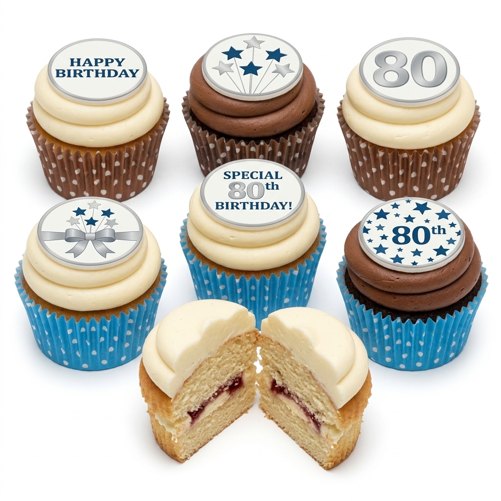 Adult Birthday Cupcakes with Star & Bow Design