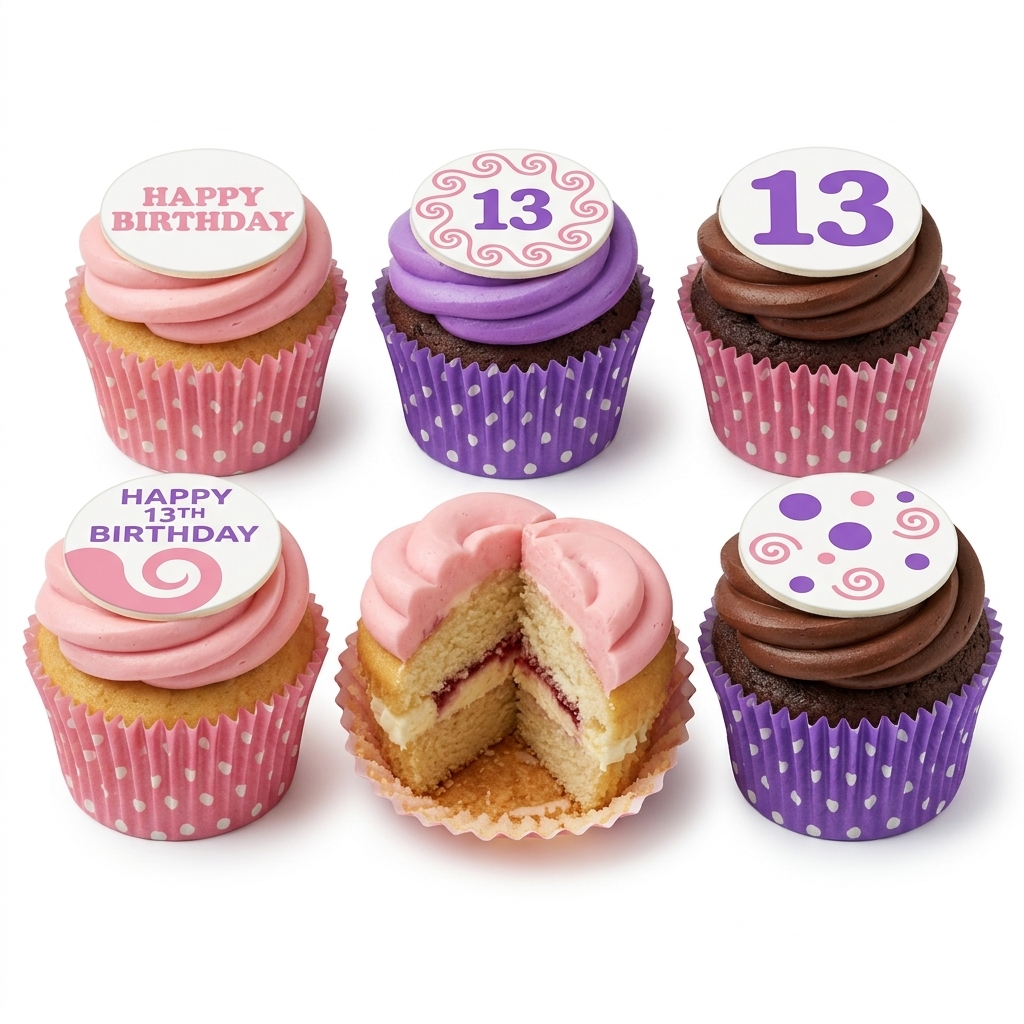 Swirl & Polka Dot Birthday Cupcakes for Girls with Custom Age