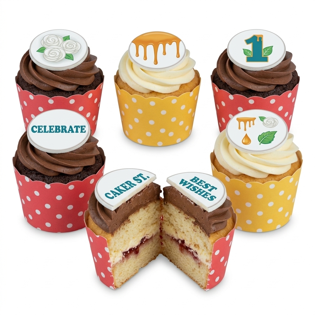 Celebration Birthday Cupcakes with Floral & Drip Toppers
