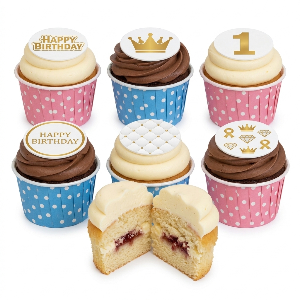 Kids Birthday Cupcakes with Custom Age Topper