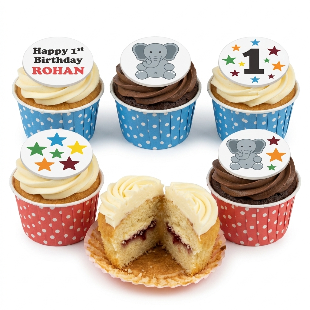 Elephant 1st Birthday Cupcakes