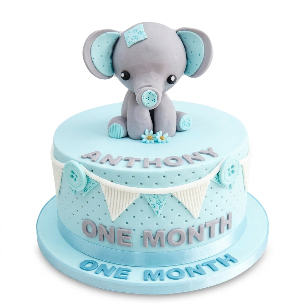 New Baby Boy Elephant Celebration Cake