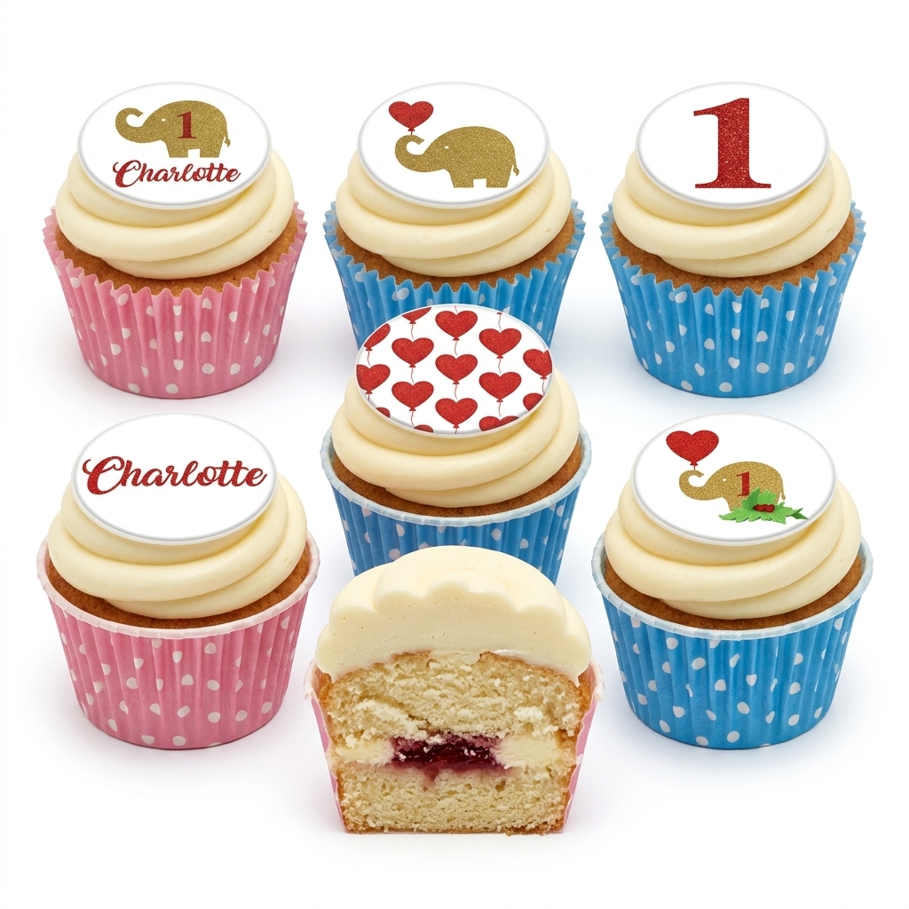 Baby Elephant 1st Birthday Cupcakes