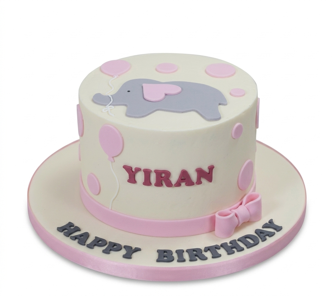 Cute Elephant Birthday Cake for Girls