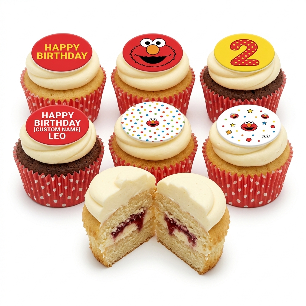 Elmo Themed Birthday Cupcakes for Kids