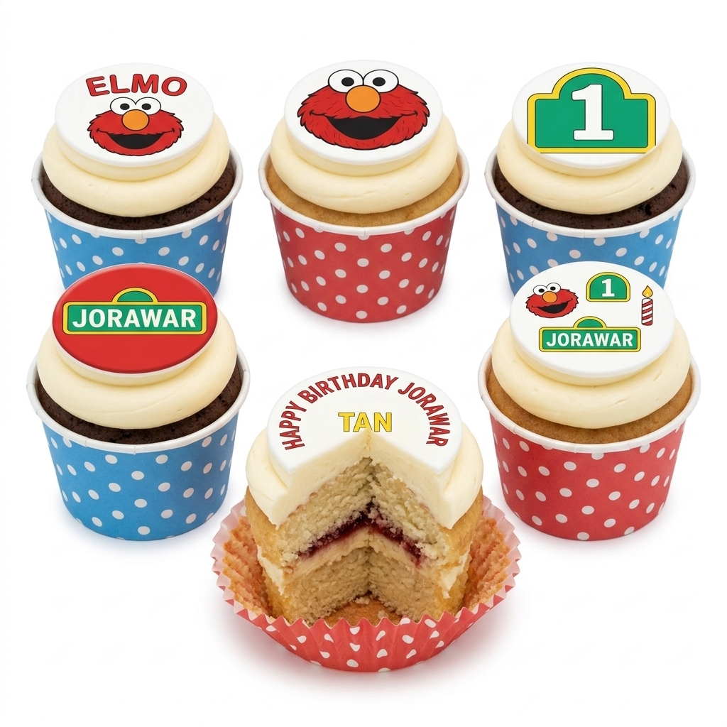 Elmo Birthday Cupcakes