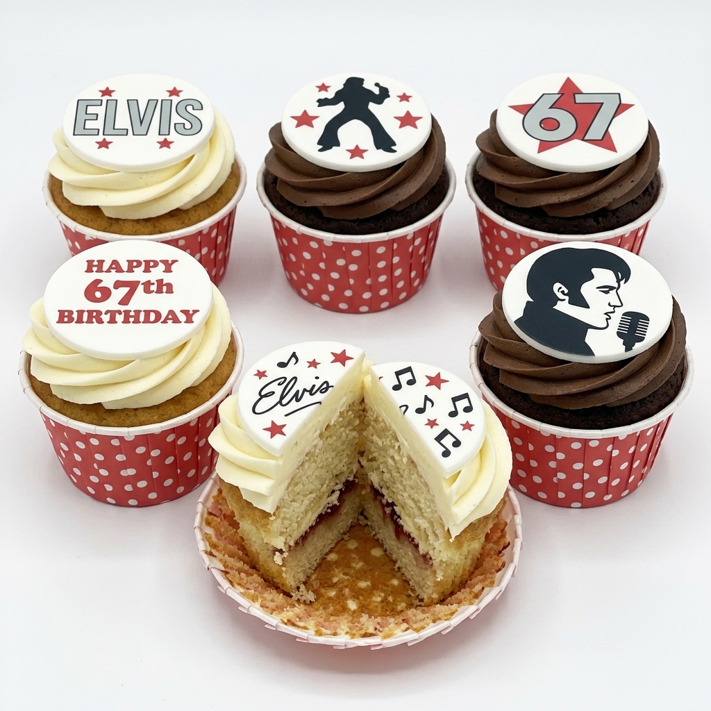 Elvis Theme Birthday Cupcakes