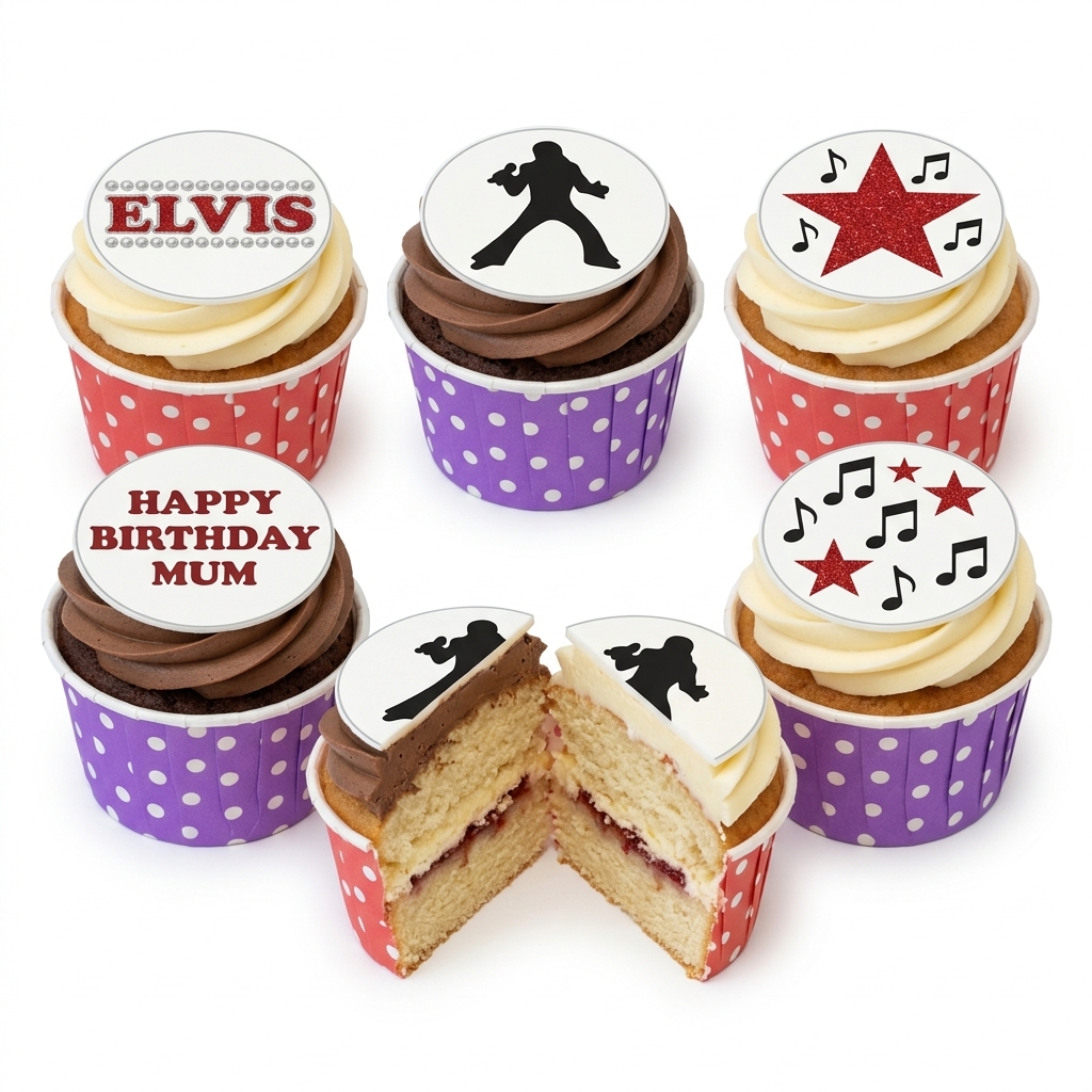 Elvis Theme Birthday Cupcakes