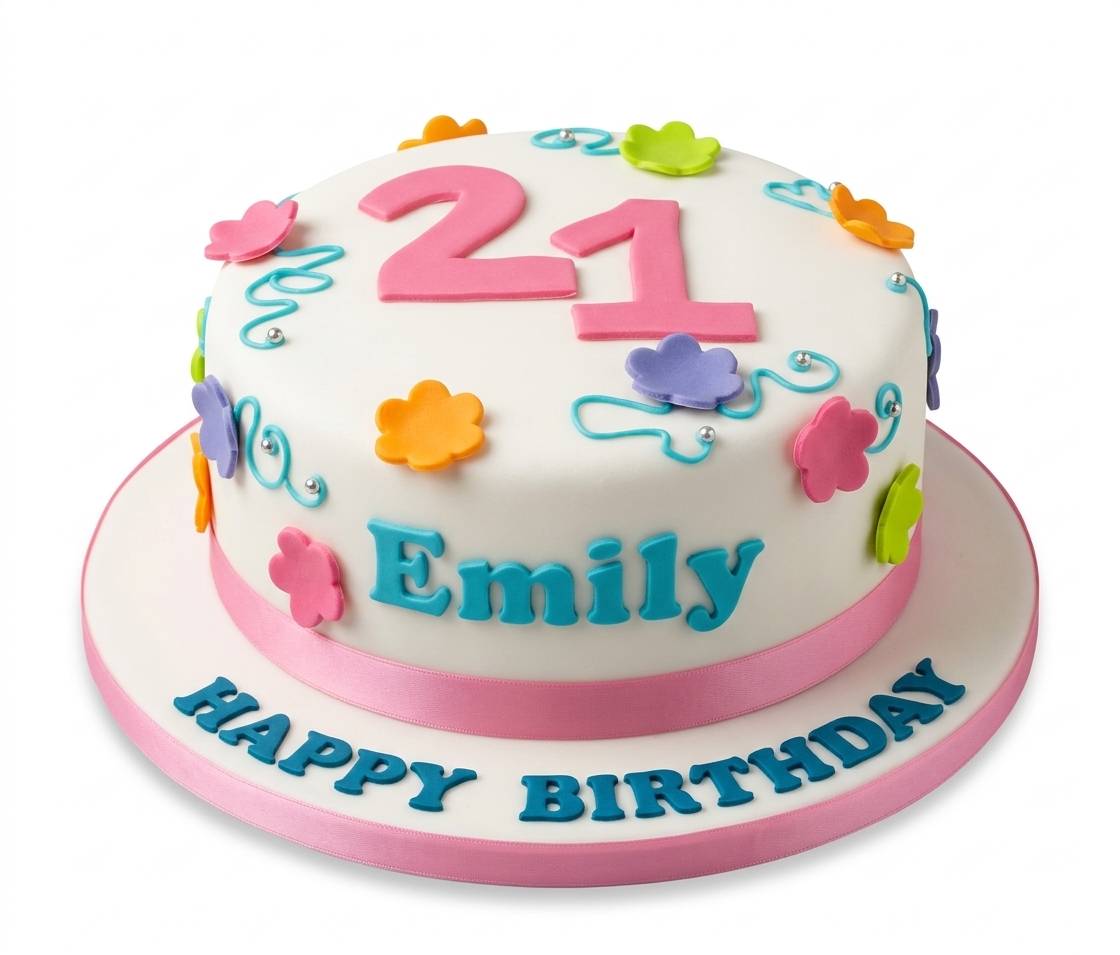 Floral Birthday Cake for Her with Custom Age
