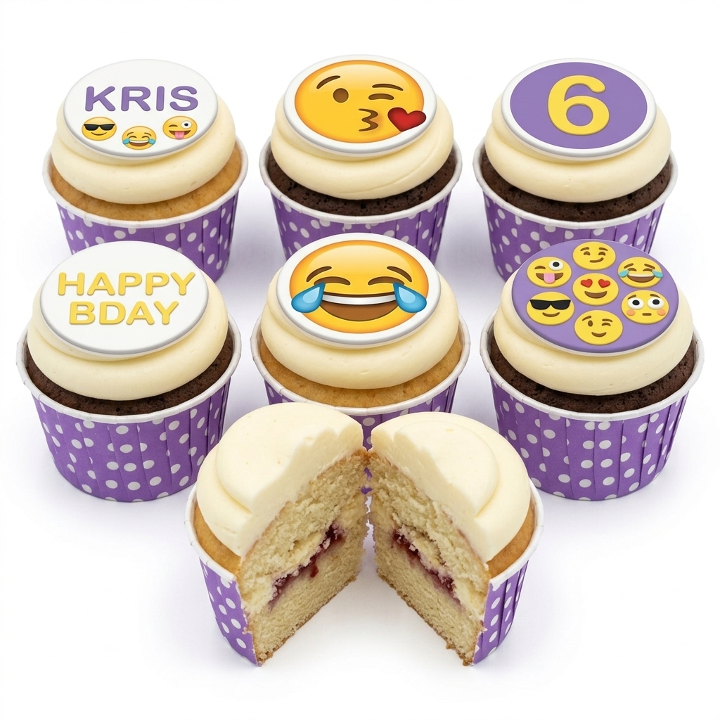 Fun Emoji Birthday Cupcakes