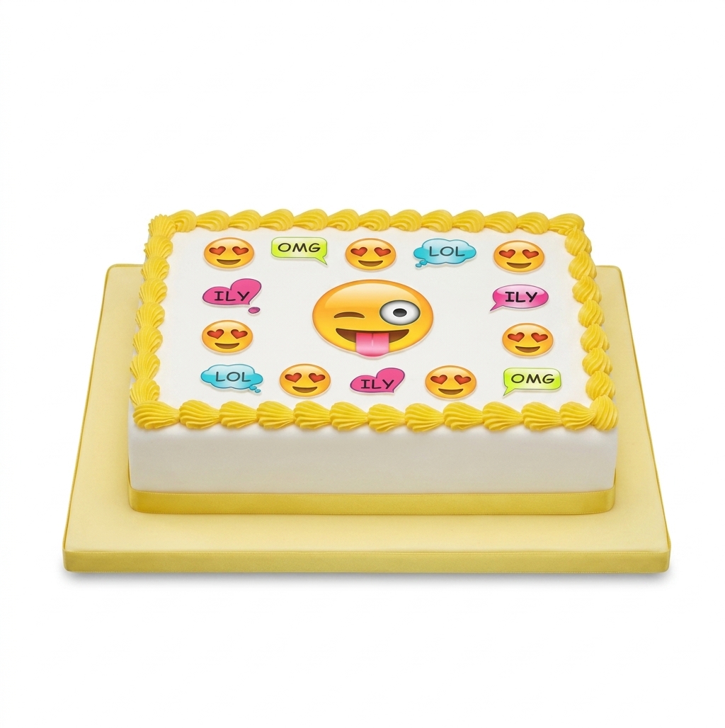 Fun Emoji Theme Birthday Cake