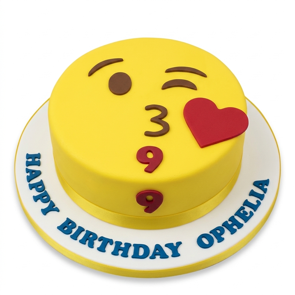 Kissing Emoji Birthday Cake with Custom Age