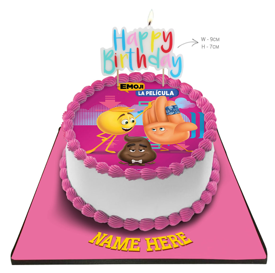 Emoji Cake with Happy Birthday Candle