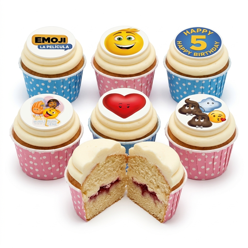 Fun Emoji Birthday Cupcakes - Custom Age Toppers