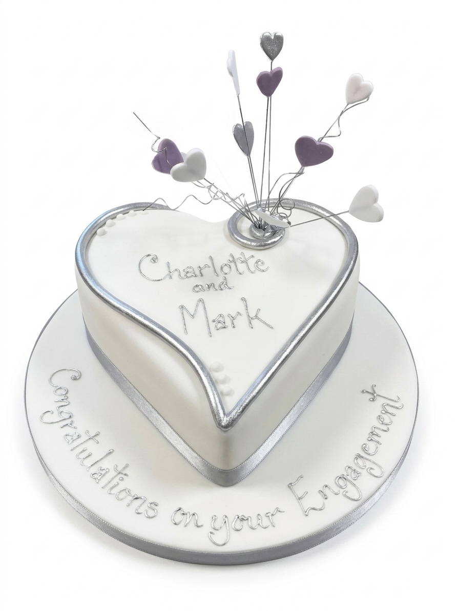 Elegant Heart Engagement Cake