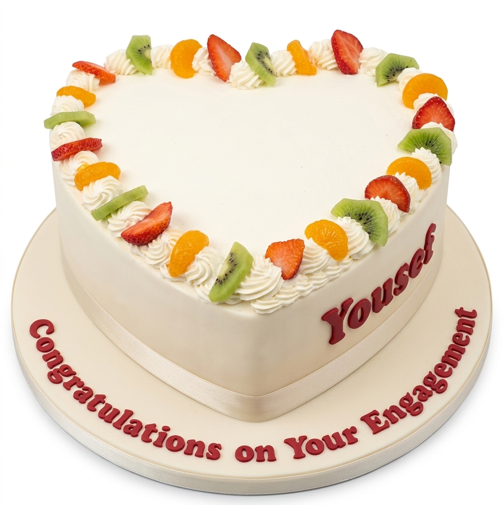 Heart Shaped Engagement Cake with Fresh Fruit