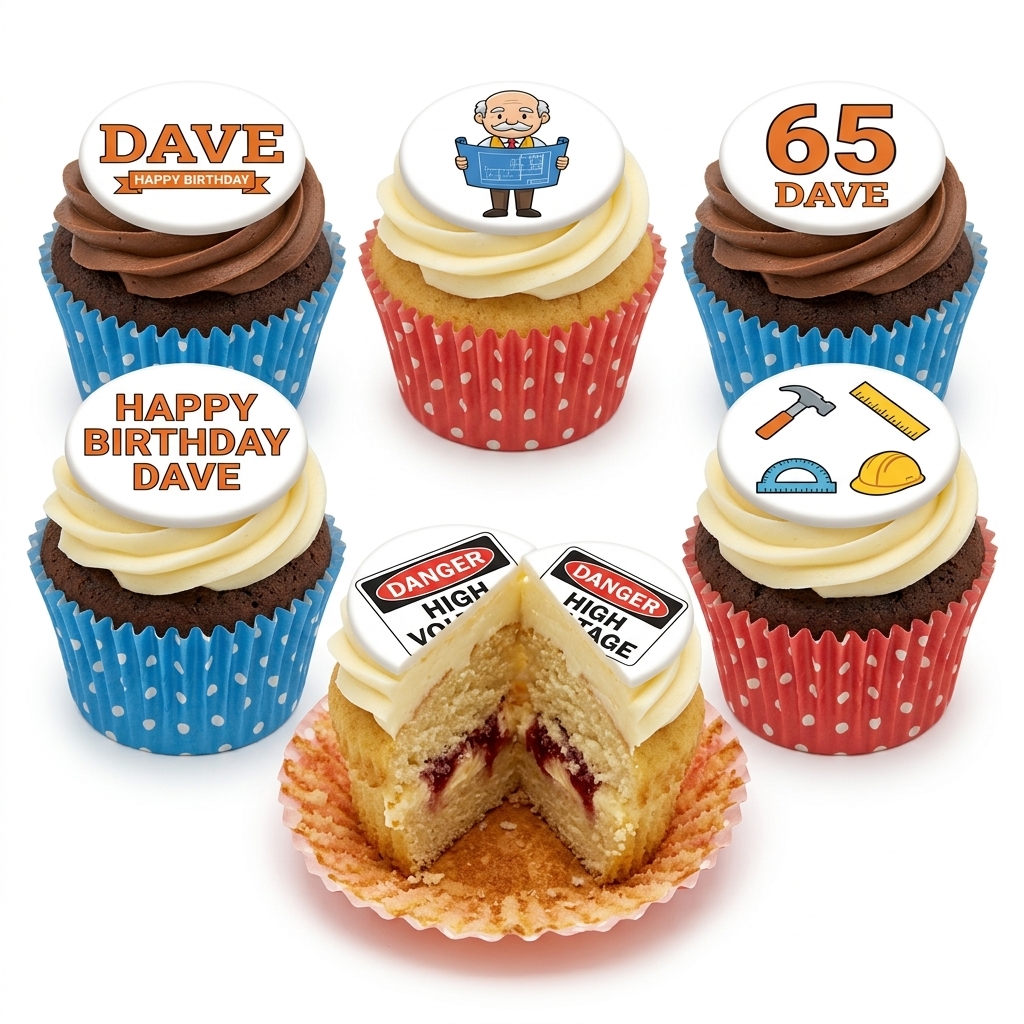 Engineer Birthday Cupcakes for Him with Custom Age
