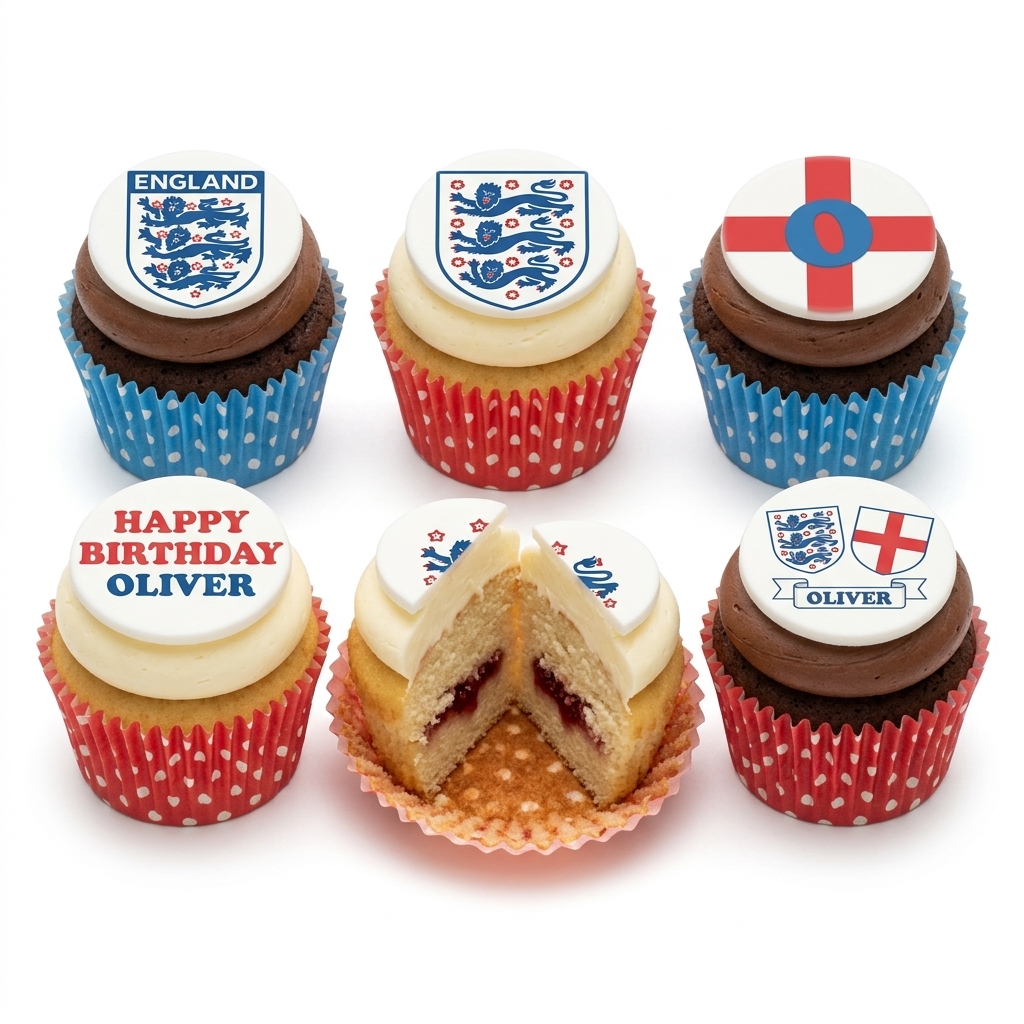 England Football Birthday Cupcakes