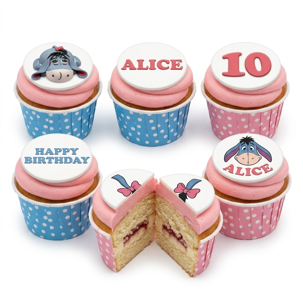 Eeyore Birthday Cupcakes with Custom Toppers
