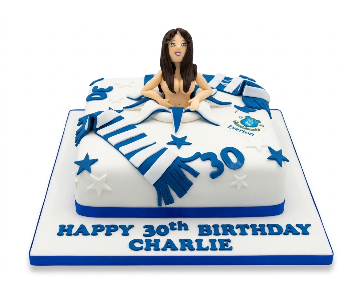 Everton Football Birthday Cake for Her with Custom Age
