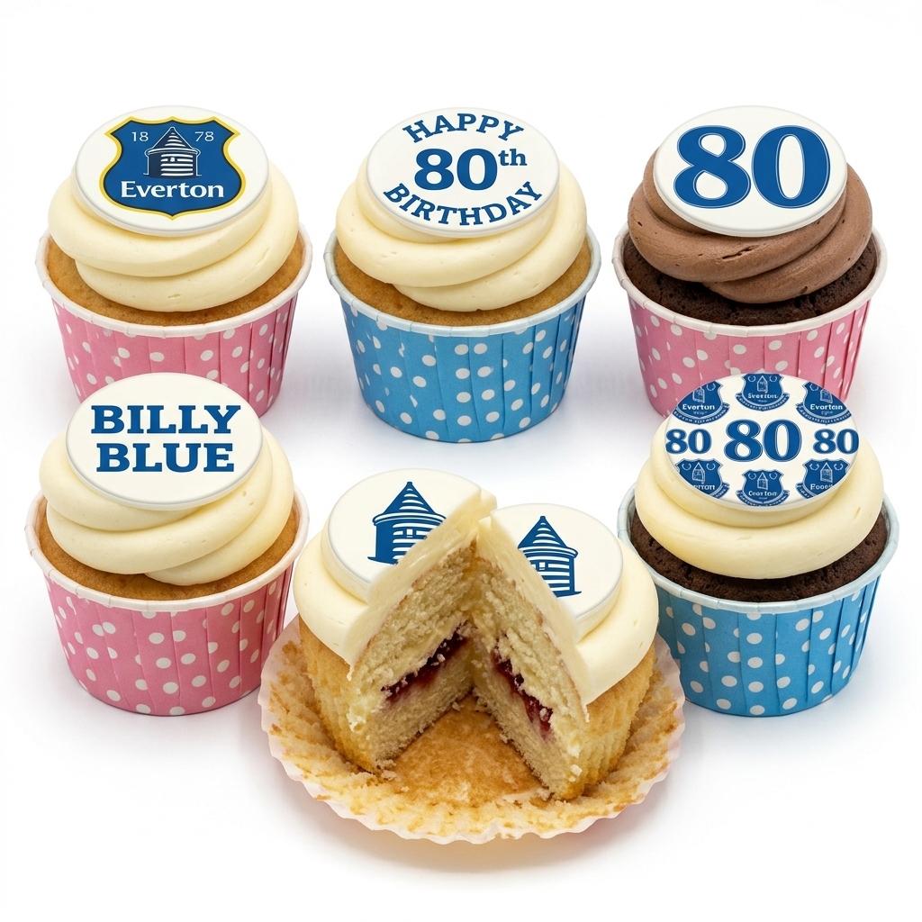 Everton Football Birthday Cupcakes - Custom Age & Personalised