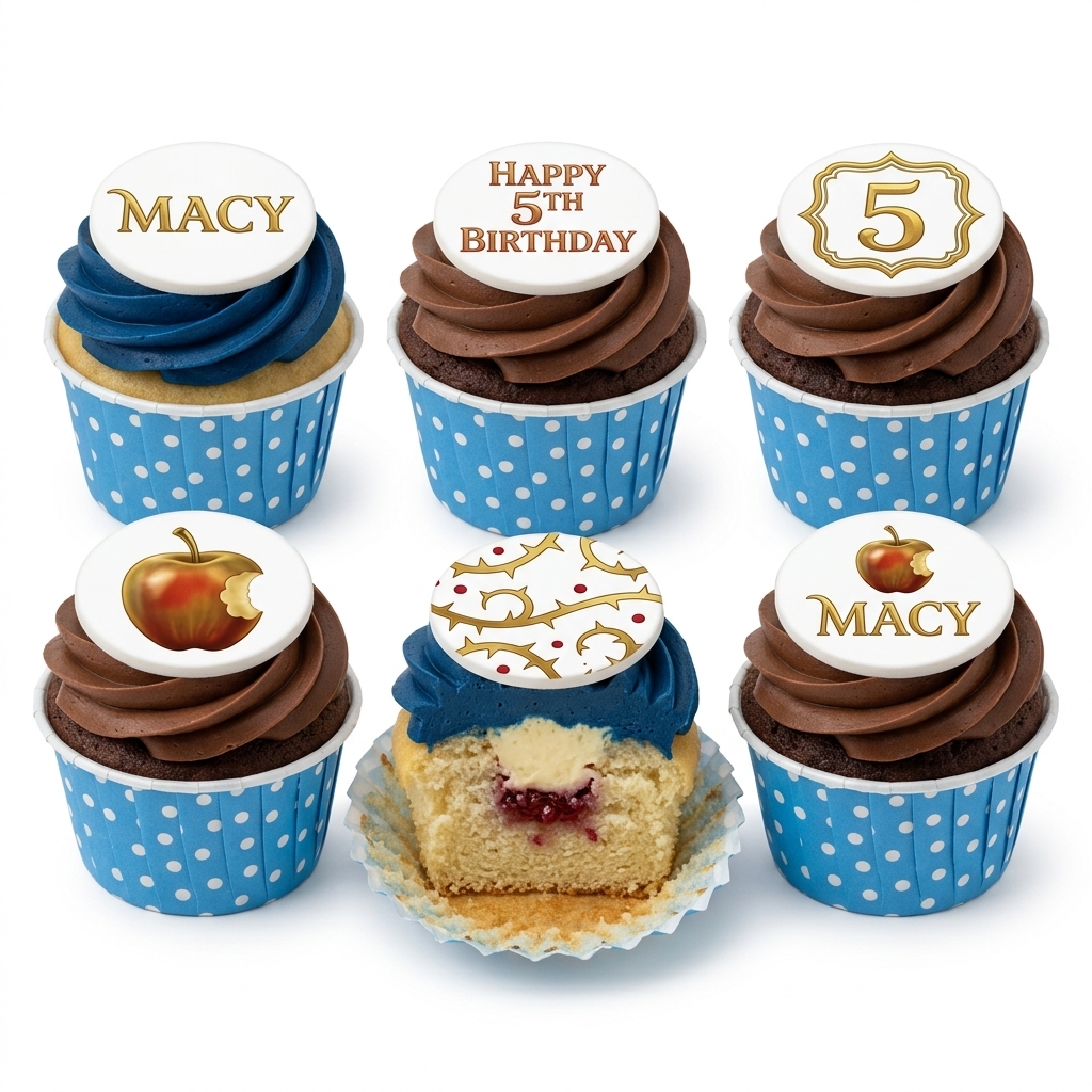 Snow White Birthday Cupcakes with Custom Age Topper