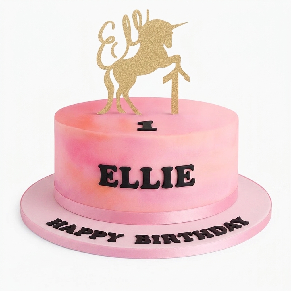 Unicorn Birthday Cake for Girls with Custom Age Topper