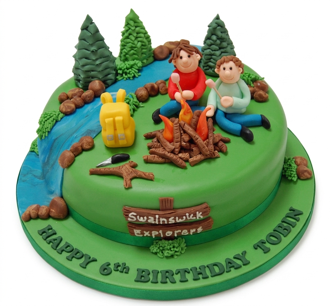 Camping Adventure Birthday Cake for Boys