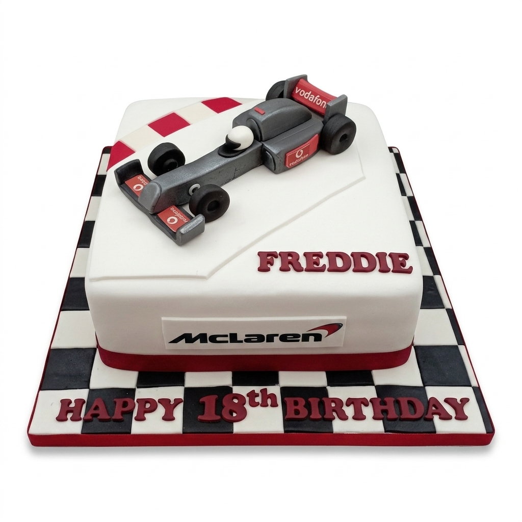 Racing Car Birthday Cake with Custom Name & Age