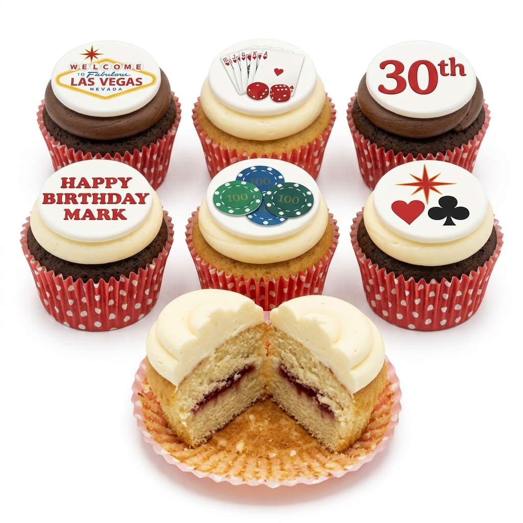 Casino Theme Birthday Cupcakes with Custom Age